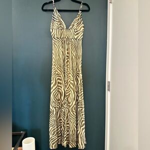 Y2K |  Designer Marciano |  Zebra Animal Print Gold Pattern Maxi Dress | Grad